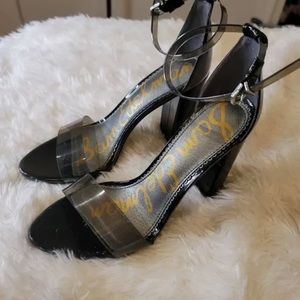 Sam Edelman Black block see thru strap heel